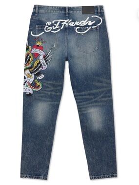 ED HARDY NYC SKULL SLIM TAPER JEAN SZ 34